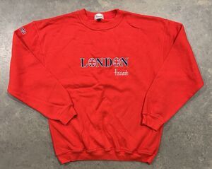 Vintage LONDON HARRODS Crewneck Sweatshirt Adult XL Red Pullover Great Britain